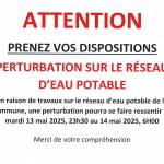 ATTENTION PERTURBATUIN SUR RESEAU D'EAU